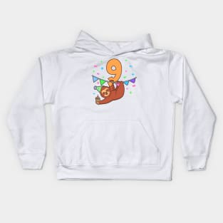 I am 9 with sloth - kids birthday 9 years old Kids Hoodie